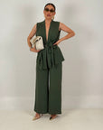 Tailleur GELSOMINA - tailleur giacca modello accappatoio pantalone palazzo - fantasia gessata
