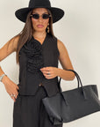 Tailleur BLAX - Giacca giro manica con fiore e pantalone palazzo