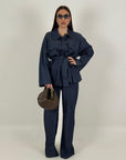 Cordset ALEXA - Completo camicia con cintura e pantalone in jeans