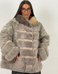 Pelliccia in visone zaffiro e beige N127 - giacca in visone double Face