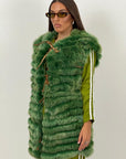 Pelliccia in volpe N130 - gilet in volpe verde taglio orizzontale