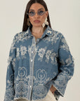 Camicia VIKTORI - camicia effetto jeans con decori in pizzo beige