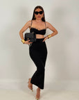 Cordset BLACK - completo composto da top e gonna lunga stretta