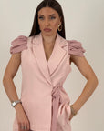 SALDO Tailleur CONCHIGLIA- tailleur giacca con spallina particolare e fiocco nel lato e pantalone palazzo