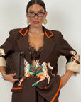 Tailleur HELLY - giacca e pantalone a fantasia - fantasia cavalli con rigo a contrasto - TOP QUALITY