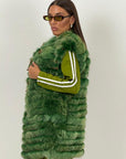Pelliccia in volpe N130 - gilet in volpe verde taglio orizzontale