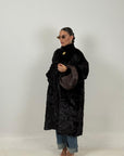 Pelliccia in visone Black N09 - cappotto lungo in visone con bottone oro - rigenerata