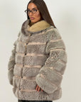 Pelliccia in visone zaffiro e beige N127 - giacca in visone double Face