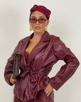 Tailleur PELLE - giacca con fiocco in vita e pantaloni palazzo