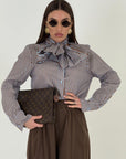 Camicia Madeleine - Camicia a righe con fiocco