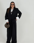 Tailleur MAIRA - Completo gessato con giacca con polso in finta camicia e pantalone