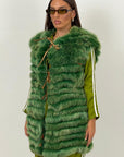 Pelliccia in volpe N130 - gilet in volpe verde taglio orizzontale