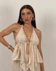 Cordset BORCHIA - top con rouche e pantaloni palazzo