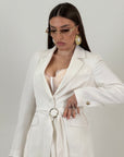 Tailleur papavero - tailleur sartoriale con giacca monopetto e pantaloni palazzo