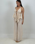 Cordset BORCHIA - top con rouche e pantaloni palazzo