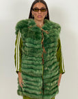 Pelliccia in volpe N130 - gilet in volpe verde taglio orizzontale