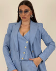 Tailleur CIELO - Completo tre pezzi , gilet giacca e pantalone - Tailleur sartoriale