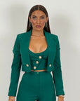 SALDO Tailleur VIOLANTE - Tailleur sartoriale 3 pezzi panciotto giacca corta e pantalone effetto guaina a zampa