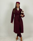 Cappotto autumn - cappotto in panno con collo largo e cintura nel punto vita