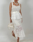 Abito YAREN - abito longuette in pizzo con balza nel punto vita e cintura rimovibile - abito in pizzo Limited Edition