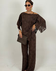 Completo HAILY - Cordset in pizzo blusa particolare e pantalone palazzo