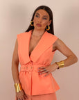 TAILLEUR PESCA - tailleur composto da gilet con cintura e pantalone palazzo