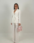 Tailleur papavero - tailleur sartoriale con giacca monopetto e pantaloni palazzo