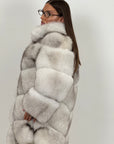 Pelliccia n103- cappotto in volpe della Groenlandia- volpe bianca con punte leggermente più scure - fascia larga - pelle unica - Limited Edition