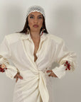 Abito LINO - abito lungo in lino a kimono