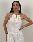 Tuta Double - tuta in pizzo con scollo all americana e collana incorporata