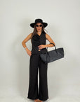 Tailleur BLAX - Giacca giro manica con fiore e pantalone palazzo