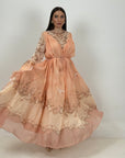 Abito duchessa - abito lungo in chiffon dai colori pesca e bronzo - collezione chic