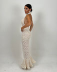Abito PEARL - abito lungo in pizzo scollo all americana con corpetto particolare
