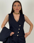 Tailleur MIRY - tailleur sartoriale 3 pezzi - gilet giacca e pantalone palazzo