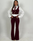 Tailleur AQUA - tailleur sartoriale 3 pezzi - gilet cotto giacca crop e pantaloni a zampa