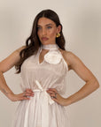 Abito ROSY - abito lungo in chiffon con fiore al collo