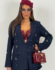 Tailleur Katia - Chaqueta y pantalones completos con detalles de piedra