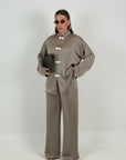 Cordset CINA - completo composto da blusa con abbottonatura particolare e pantalone, palazzo effetto seta