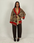 Cardigan modello accappatoio Leopard Red