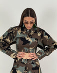 Cordset MILITARE - Completo tre pezzi , giacca corta top e pantalone