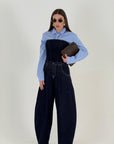 Cordset COLETTE - Completo in jeans top effetto Bustino e pantalone Ballon