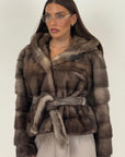 Pelliccia in visone grigio scuro N101 - LIMITED EDITION - giacca in visone taglio orizzontale