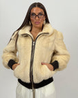 Pelliccia in visone crema- bomber in visone N215