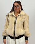 Pelliccia in visone crema- bomber in visone N215