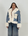 Giacca in denim con inserti in pelliccia