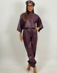 Cordset GERTRUDIS - Completo blusa e pantalone in ecopelle