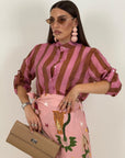 Camicia a righe ROSA&MARRONE