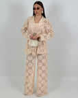 Tailleur CLELIA - COMPLETO tre pezzi giacca con cintura ,top e pantalone in pizzo