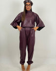 Cordset GERTRUDIS - Completo blusa e pantalone in ecopelle