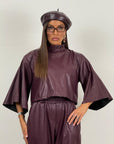 Cordset GERTRUDIS - Completo blusa e pantalone in ecopelle